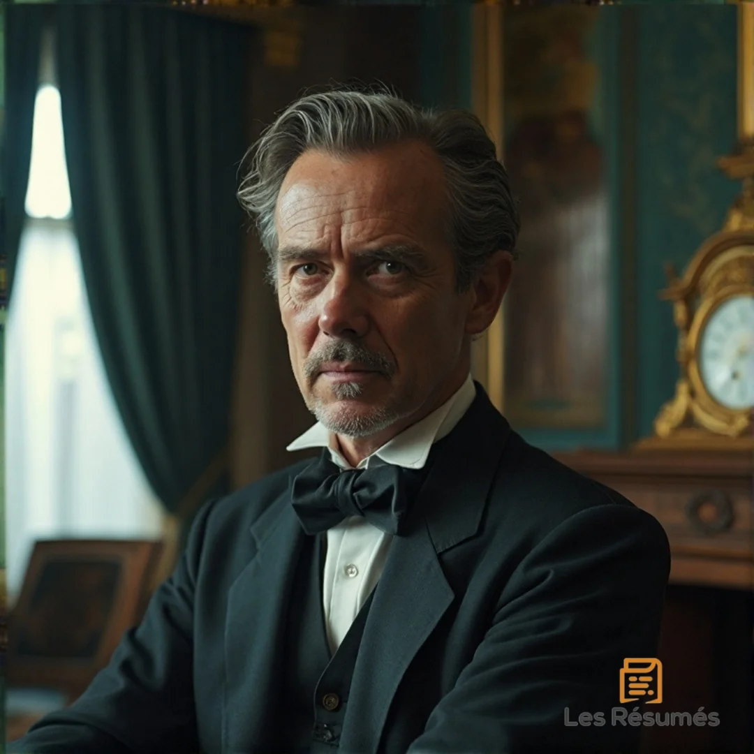 Photo du docteur Cottard en smoking noir, regard sérieux, dans un décor classique.