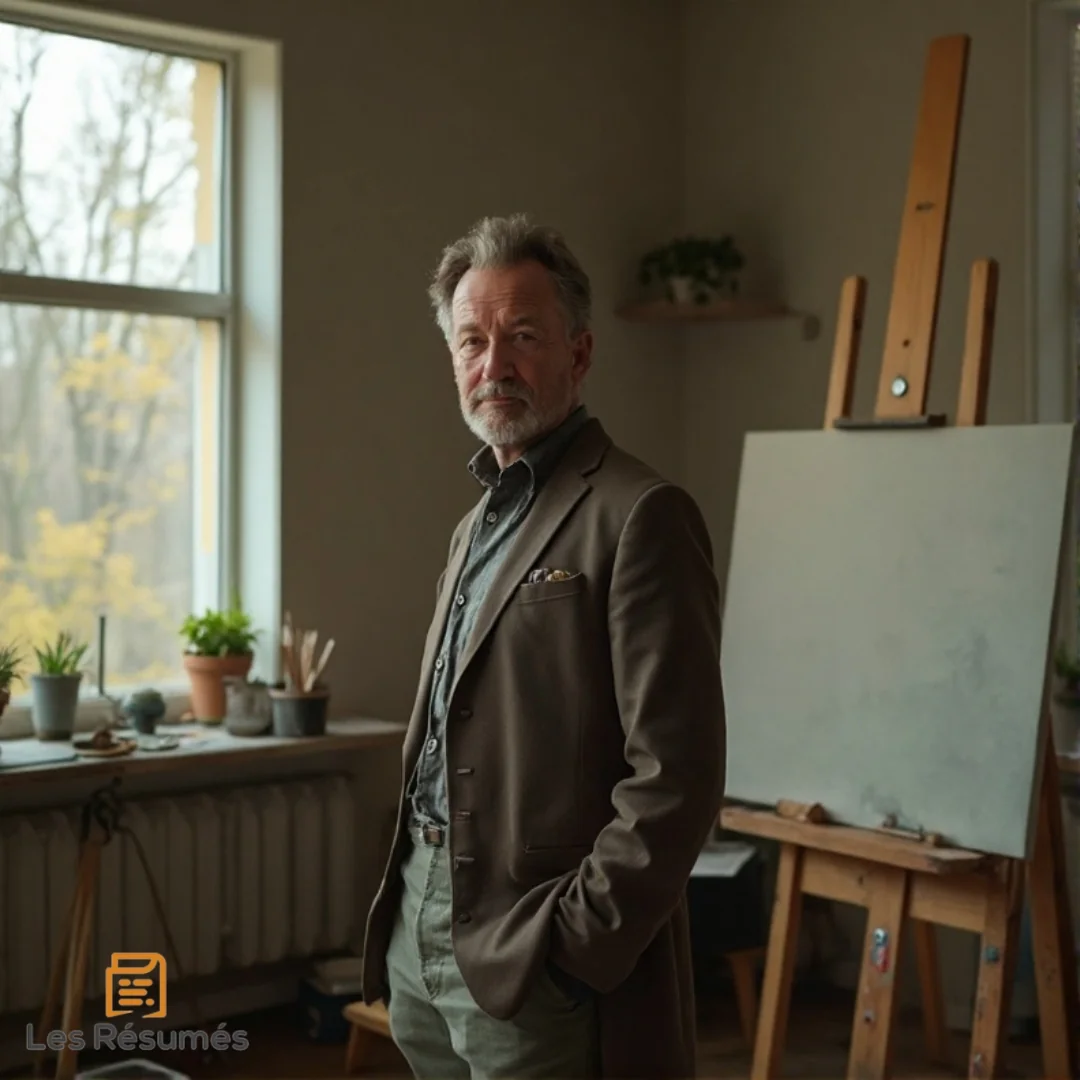 Photo de Monsieur Biche, Elstir dans à la recherche du temps perdu, dans un atelier de peinture, près d’un chevalet.