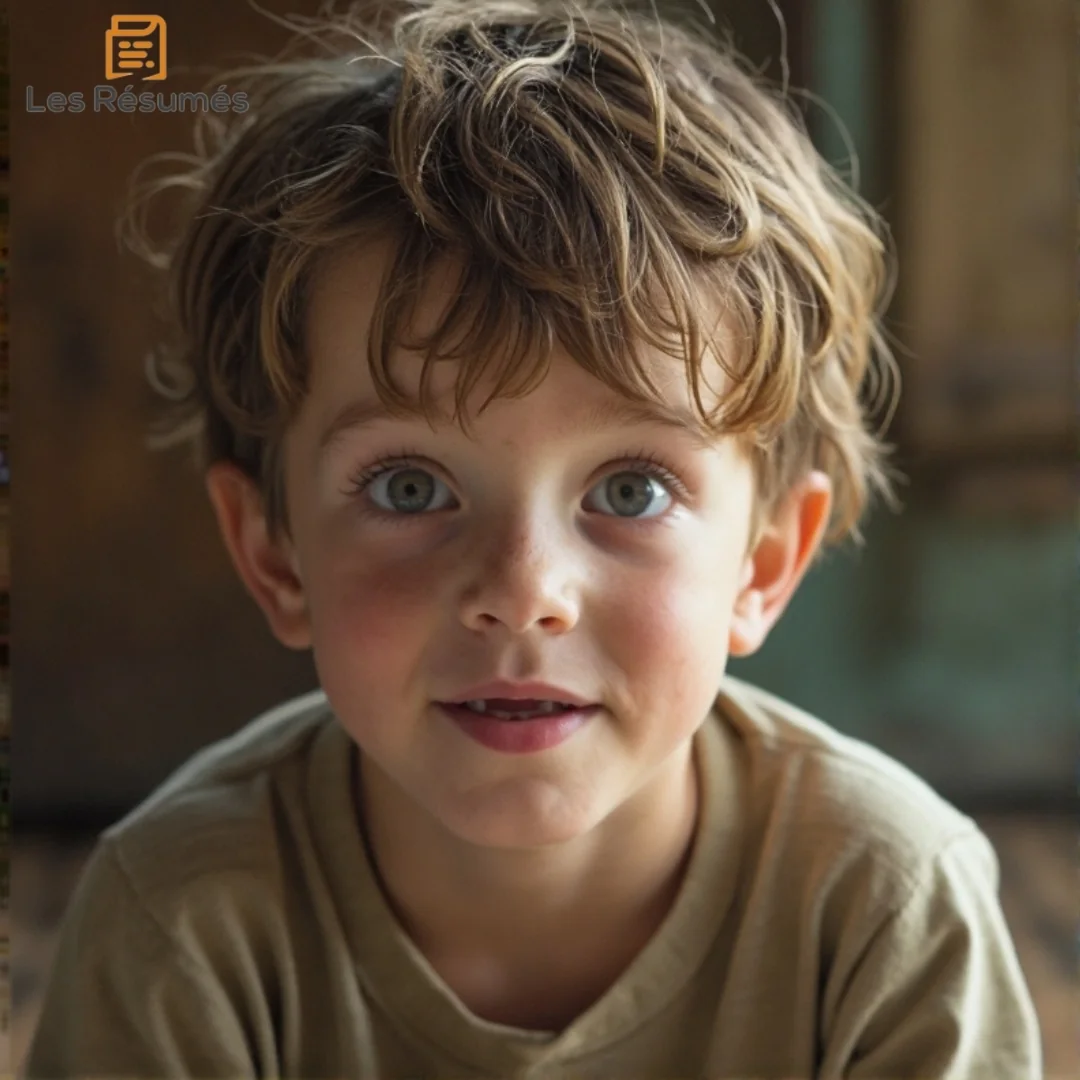 Un jeune garçon aux cheveux ébouriffés et aux yeux lumineux. Il incarne Simon, l’enfant au centre du récit, souffrant de l’absence d’un père mais trouvant réconfort et dignité grâce à Philippe Rémy.