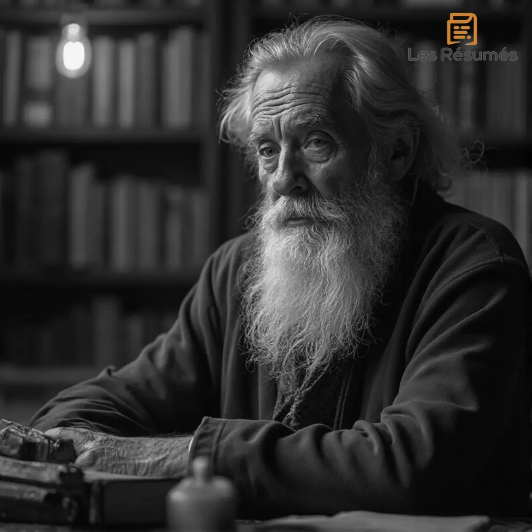 Un vieil homme à la longue barbe blanche, entouré de livres. Il incarne Le Passeur, le dépositaire de la mémoire du passé.