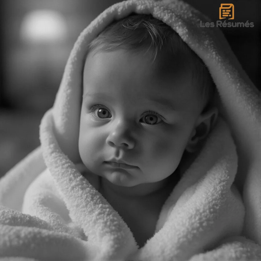 Un bébé emmitouflé dans une couverture, aux yeux grands ouverts. Il représente Gabriel, le nourrisson que Jonas tente de sauver.