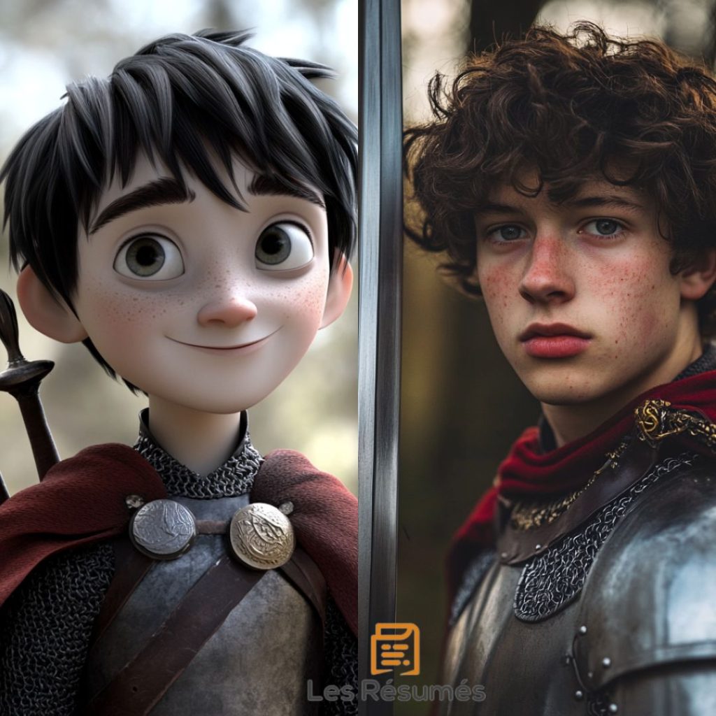 Photo et illustration de Mordred, le fils illégitime d'Arthur. 
