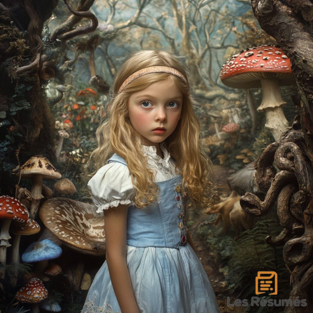 Photographie de Alice dans l'oeuvre de Lewis Caroll. 