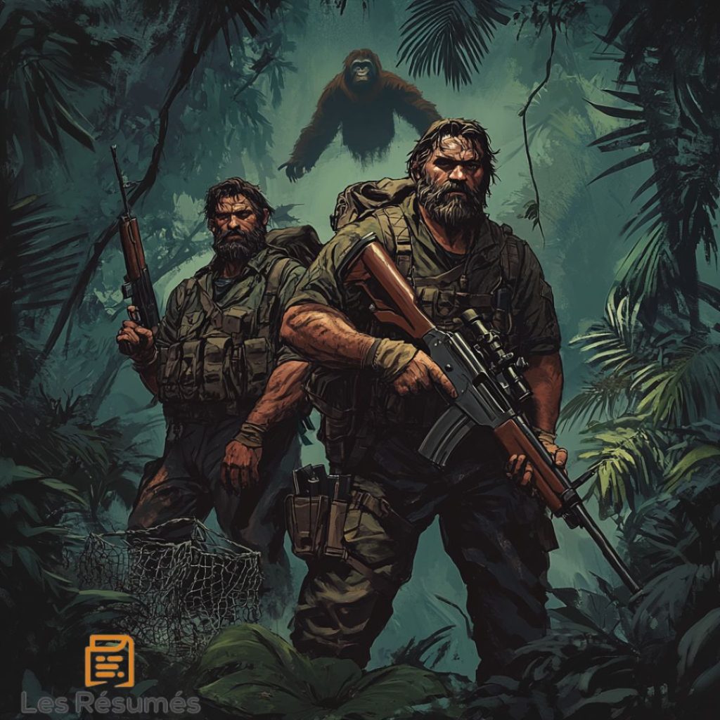 Illustration des braconniers dans Le Royaume de Kensuké. 