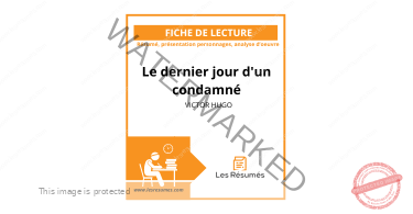 Première couverture de l'essai analytique sur Le Dernier Jour d'un Condamné de Victor Hugo incluant un résumé par chapitre, un examen des figures, et un commentaire.