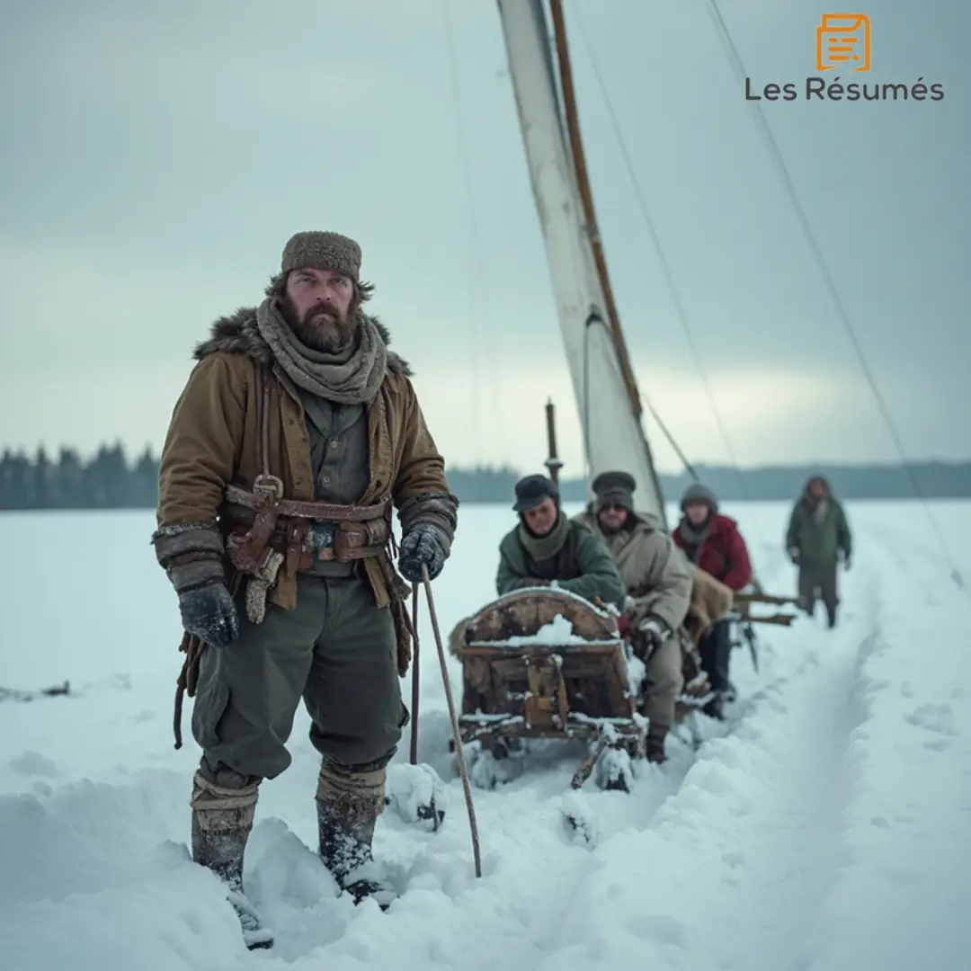Photo de Mudge : Conducteur de traîneau robuste, vêtu de vêtements d'hiver, prêt à affronter les plaines enneigées avec un traîneau à voile.