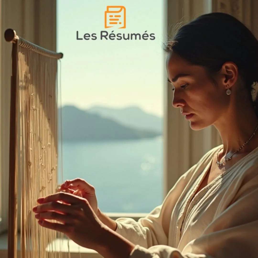 Photo de Pénélope en train de tisser des fils dans L'Odyssée d'Homère.