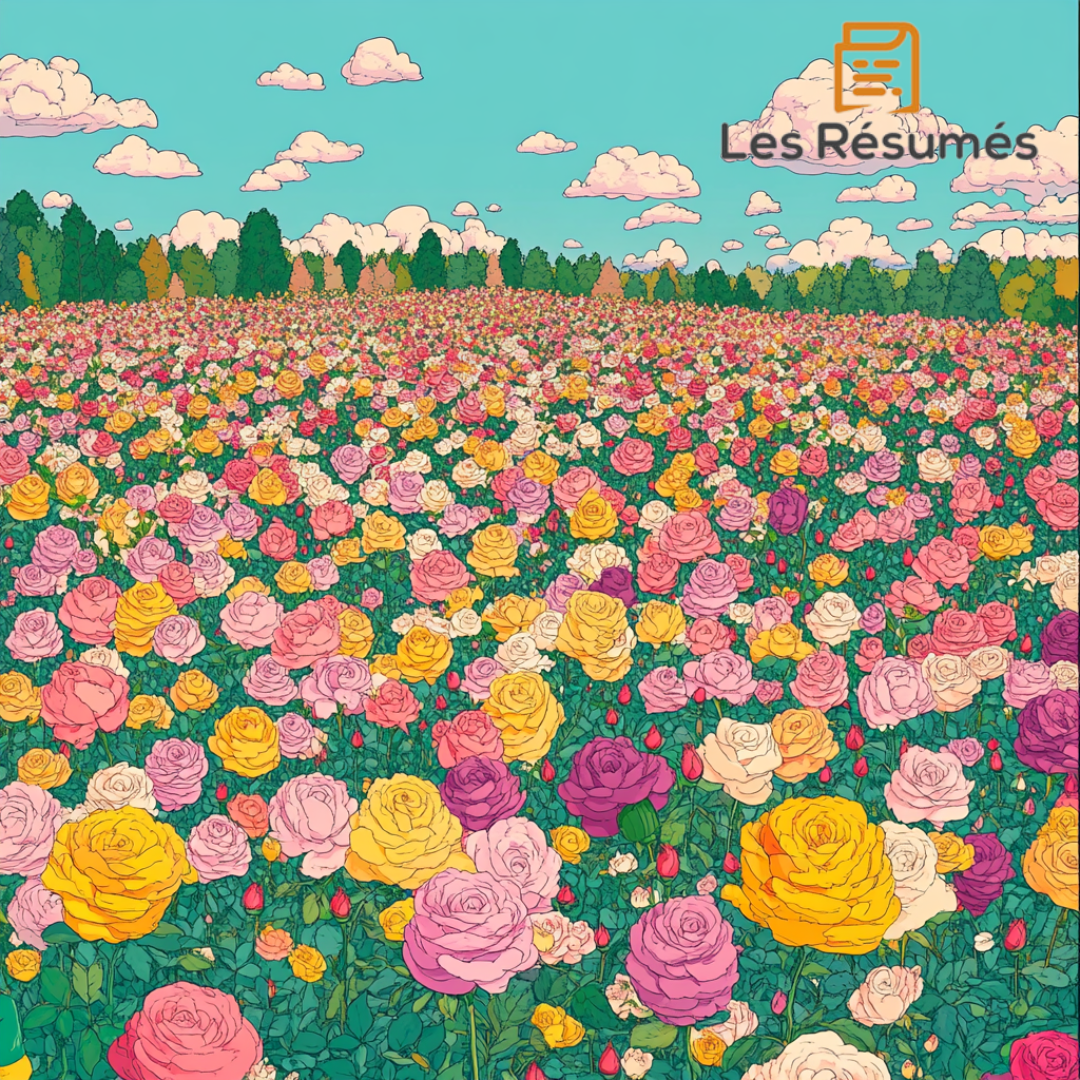 Illustration d'un jardin rempli de roses différentes montrant au héros de Saint-Exupéry que sa fleur n'est pas si unique que ça.