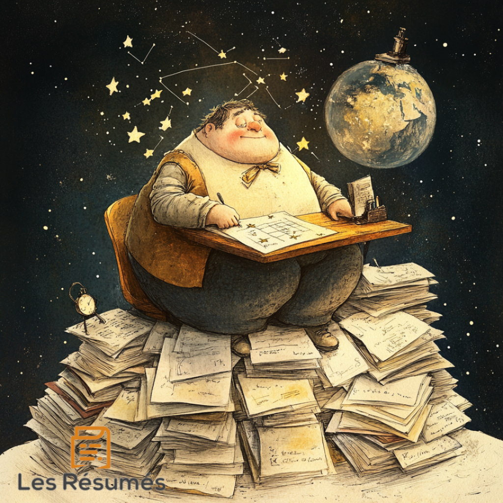 Illustration du businessman en train de compter les étoiles qu'il croit posséder.