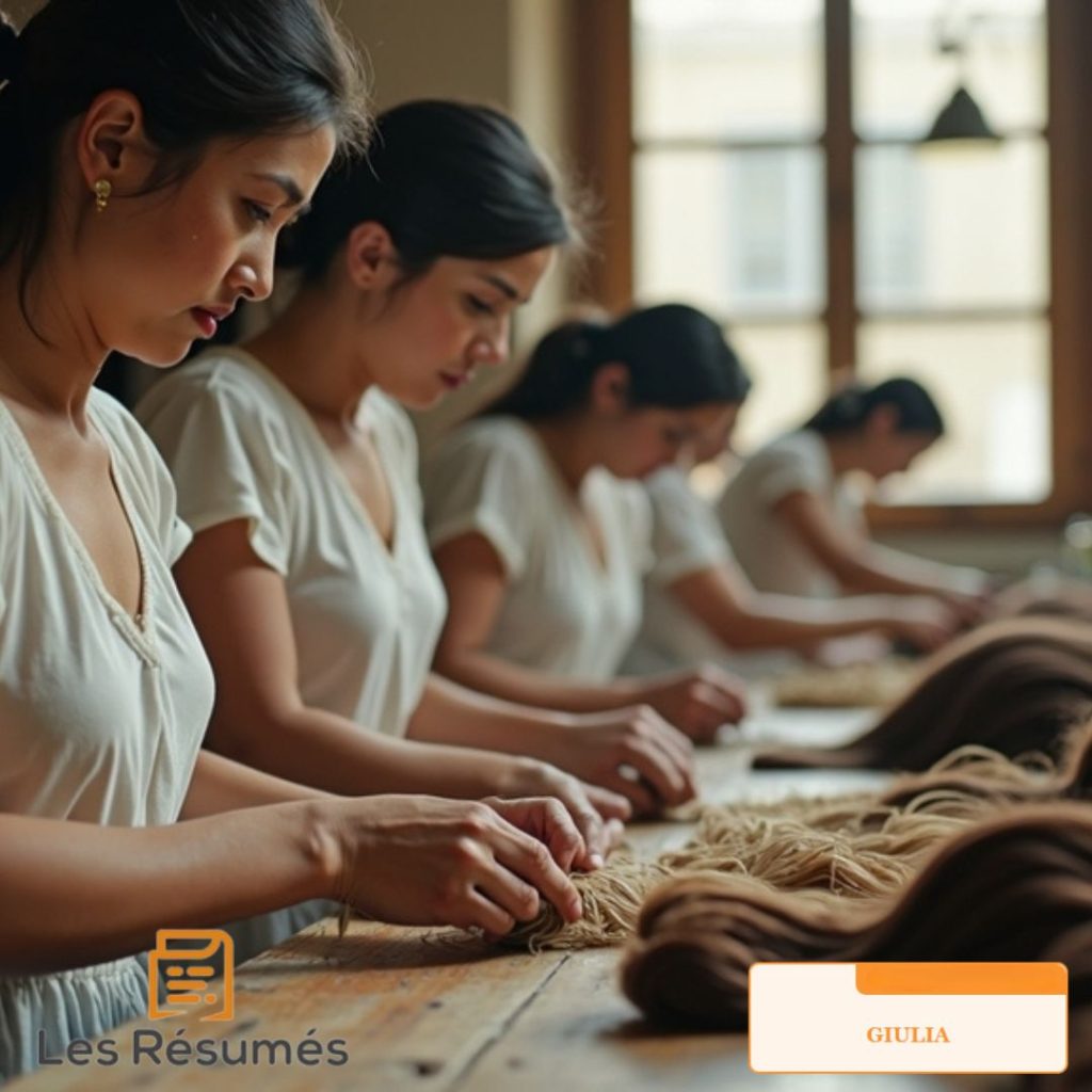 Photo des artisans de la maison Lanferdi qui s'attache à confectionner des perruques. 