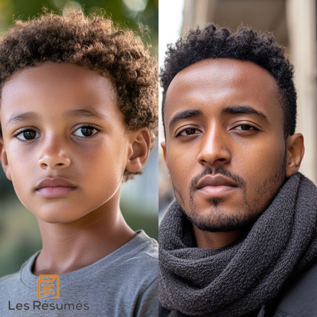 Photo de Gabriel enfant à gauche et adulte à droite, le personnage principal de Petit Pays de Gaël Faye.