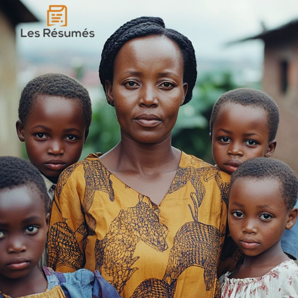 Photo d'Eusébie, la sœur d'Yvonne avec ses quatre enfants.
