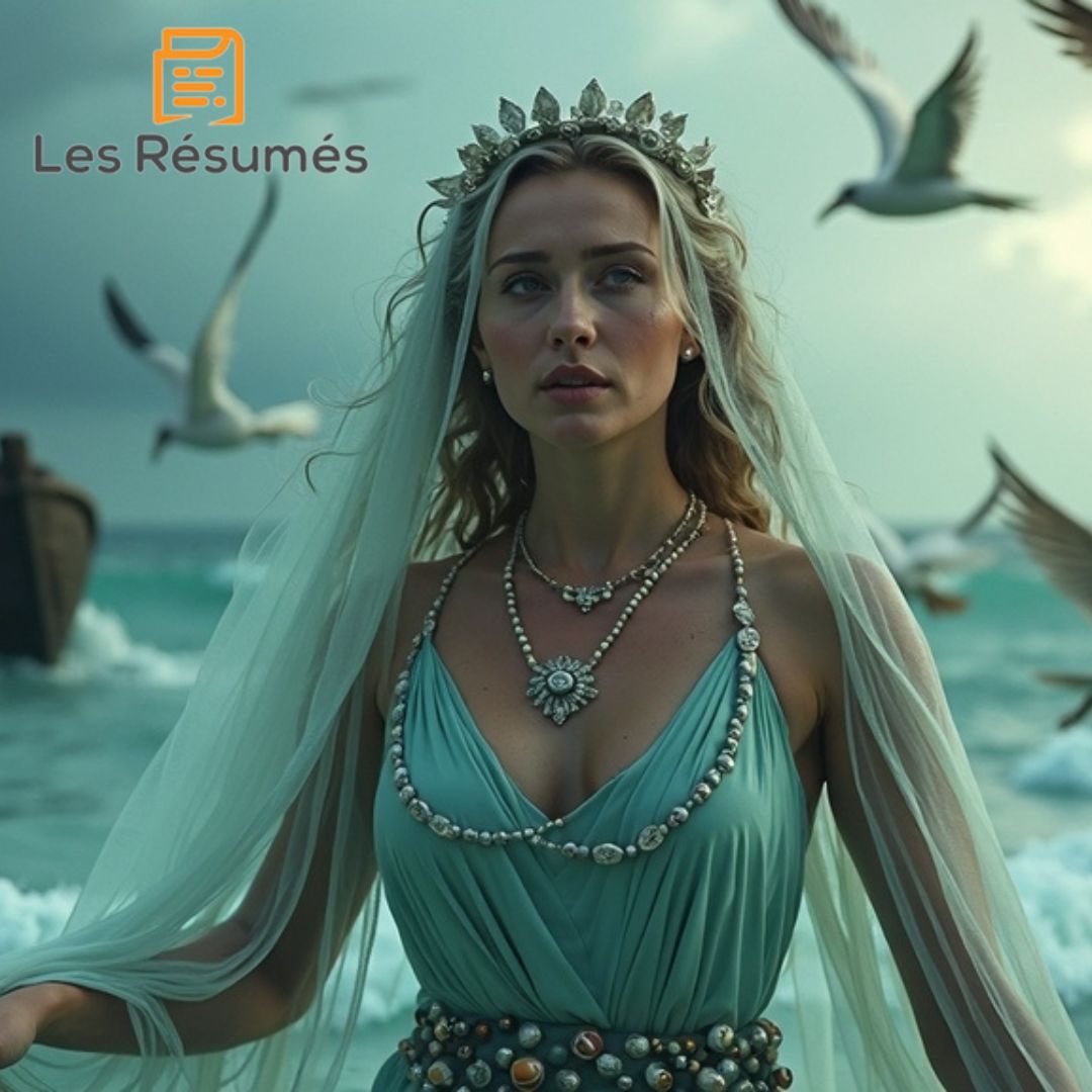 Photo d'Ino déesse marine, entourée de goélands et des vagues, dans Les Aventures d'Ulysse.