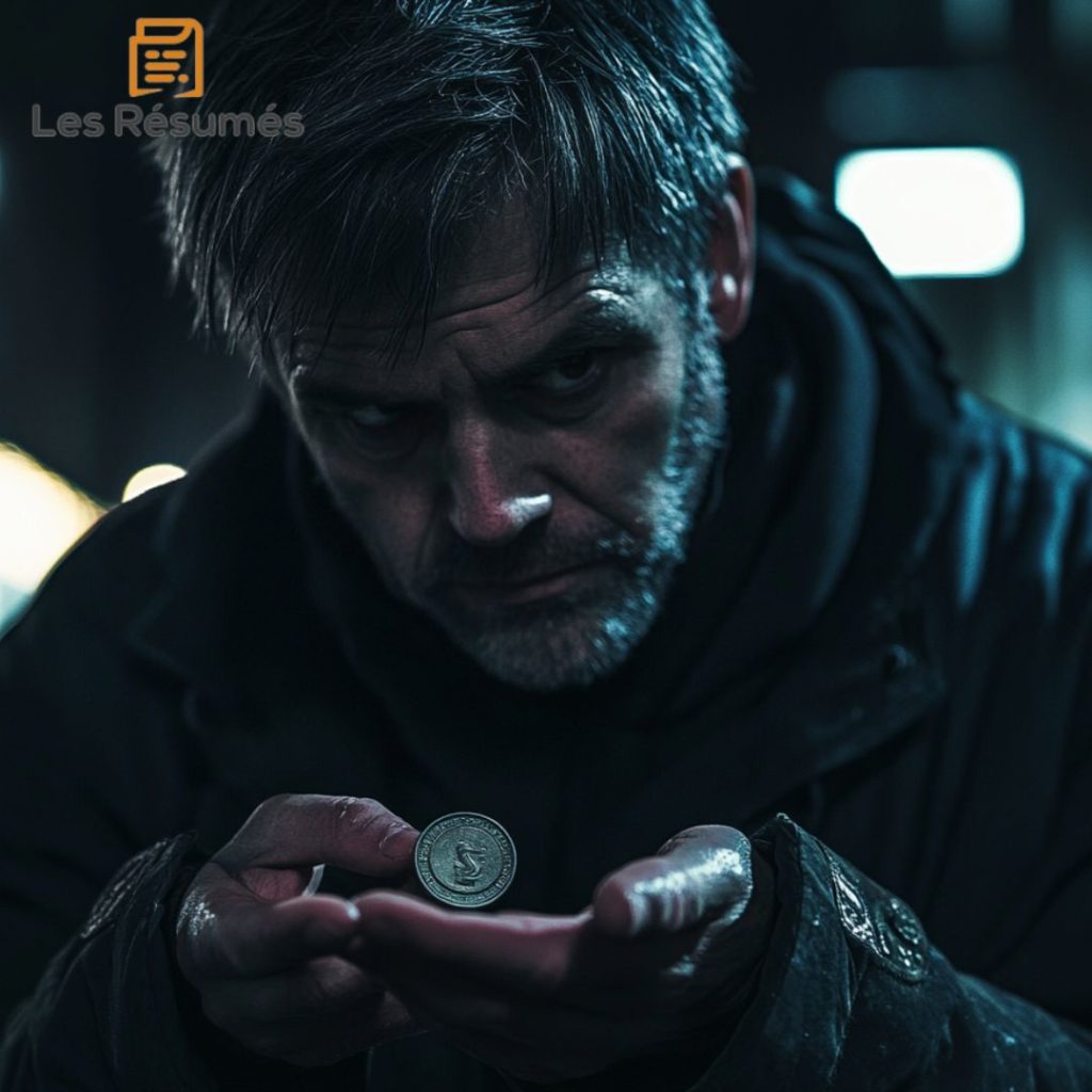 Image de l'homme qui ramasse le shilling. 
