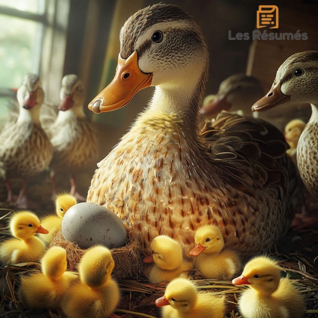 Photo de la mère canne qui rejette le vilain canard.