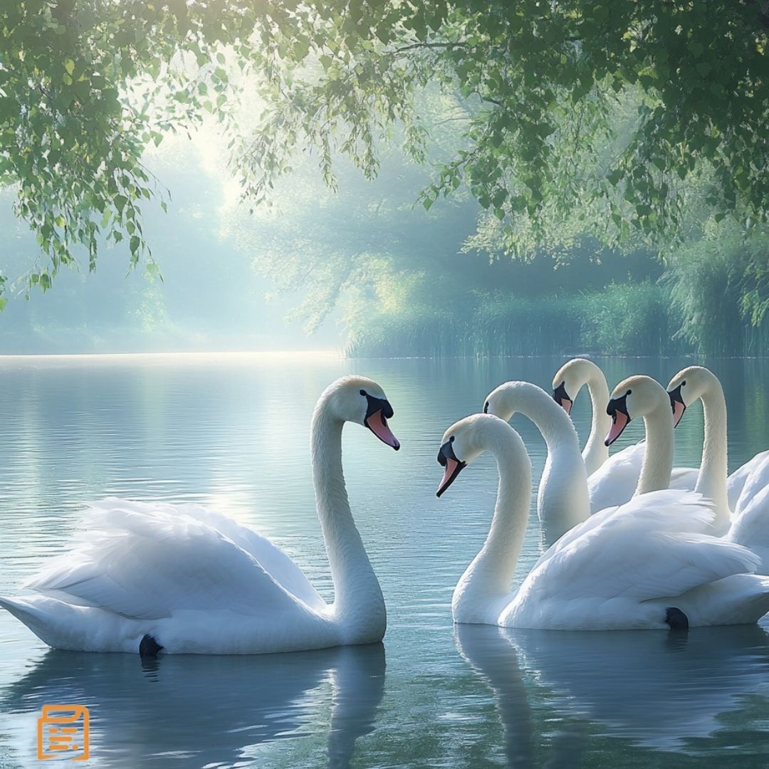 Photographie des cygnes.