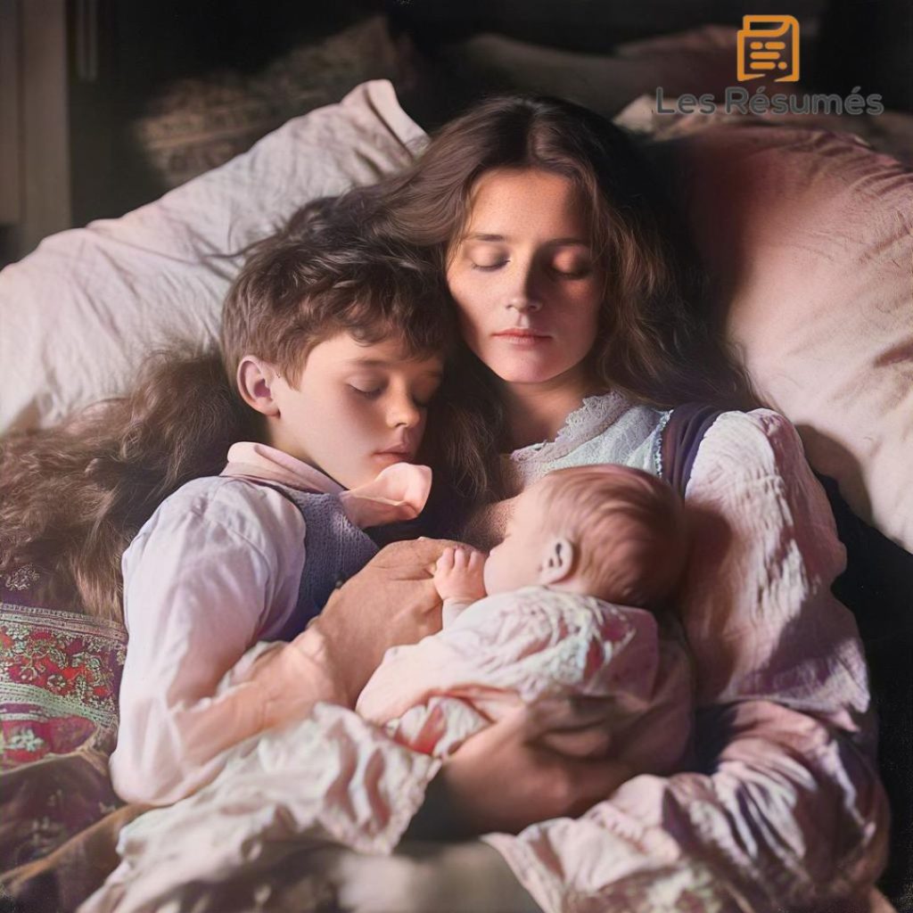 Photo de la jeune femme avec ses enfants dans la nouvelle de Colette.