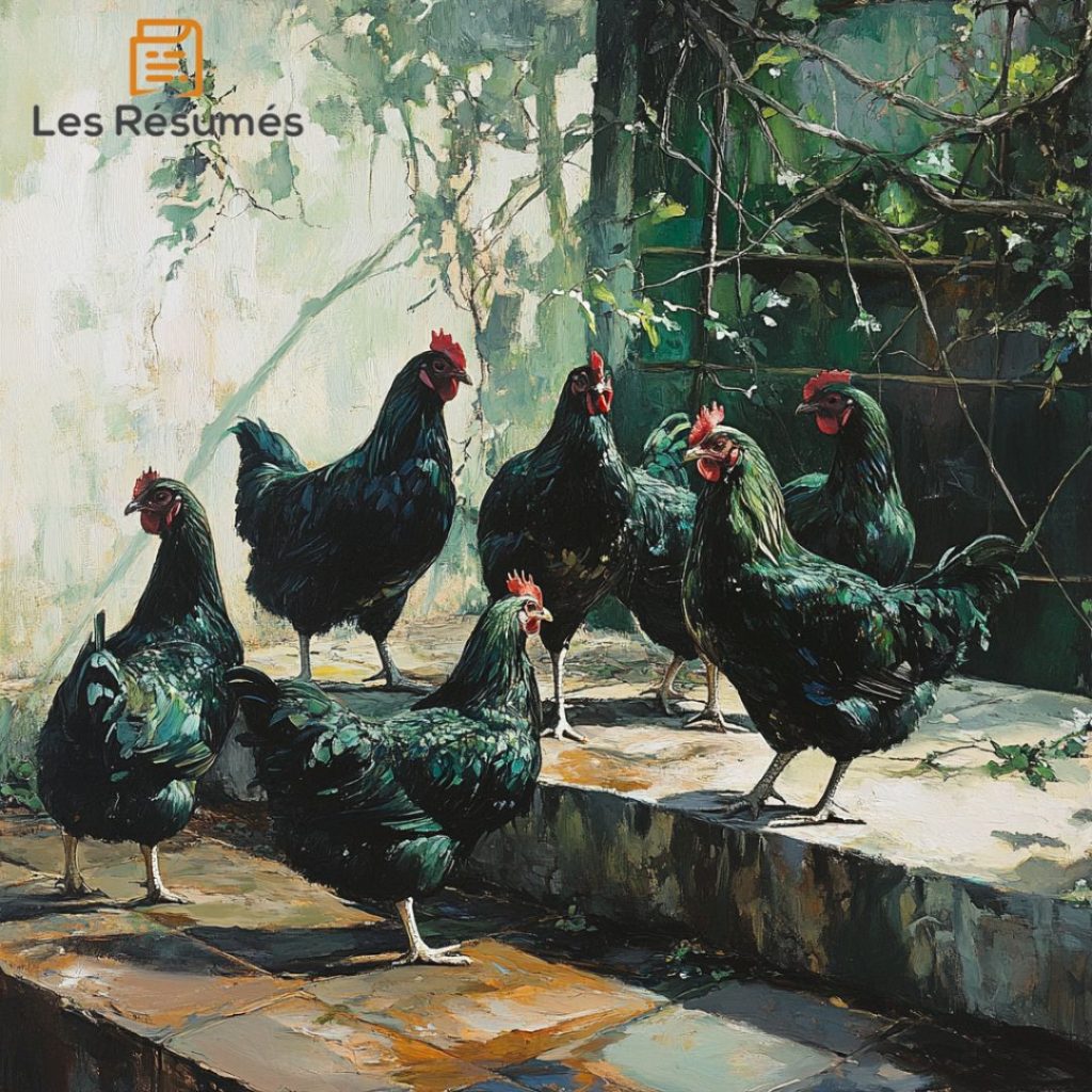 Illustration des poules censés représenter l'ordre ancien régit par les hommes.